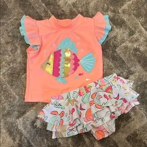 Colorful Fish Print Toddler Swimsuit